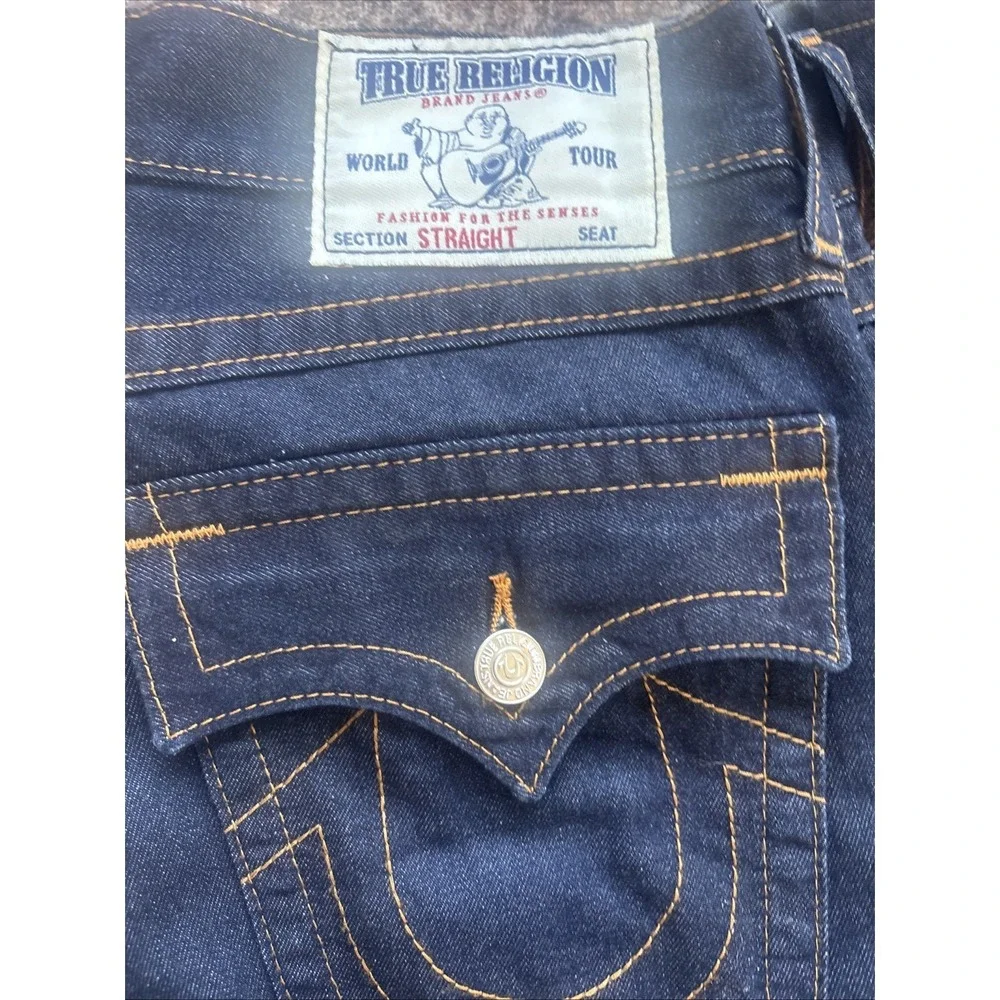 True Religion Mens Jeans Straight w/flap 32 Dark Blue 32